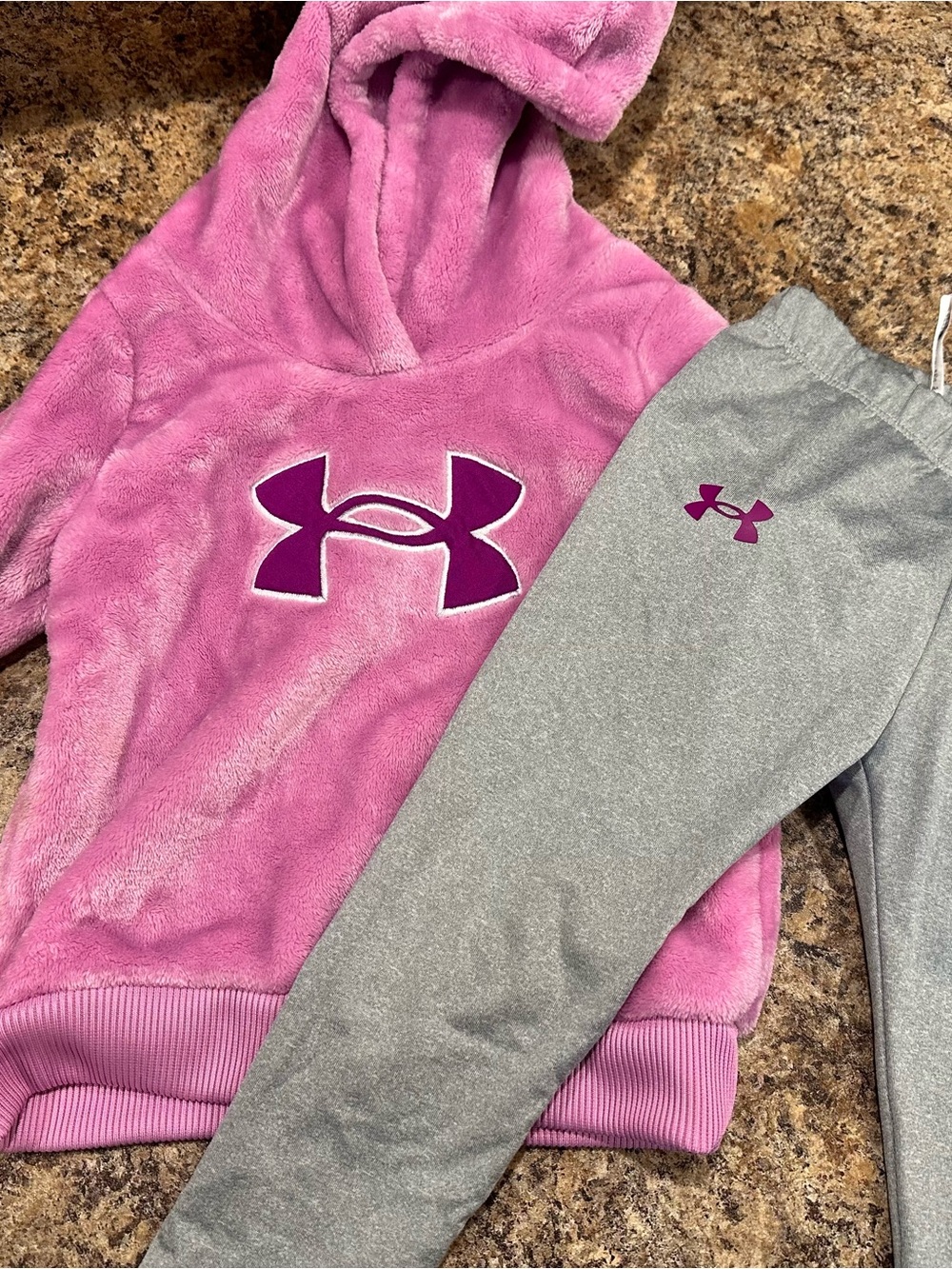 Under Armour Pink Hoodie with Gray Logo Sweatpants